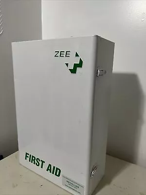 Vintage Zee First Aid Cabinet Large White Metal Zee Medical Kit • $239
