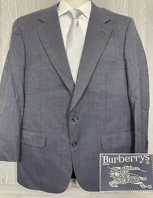 Burberrys Navy Blue Wool Blazer Sport Coat Sz 44R 2 Button FLAWS (R2) • $30