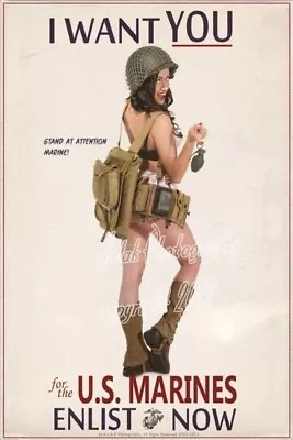 Michael Malak Want YOU Enlist US Marines Military Pin Up Giclee Print • $15.95