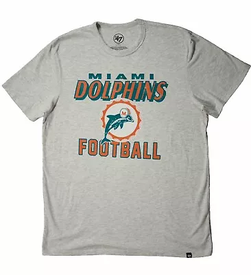 NFL Miami Dolphins Gray T Shirt 47’ Brand Size Large Distressed Graphic Logo • $16