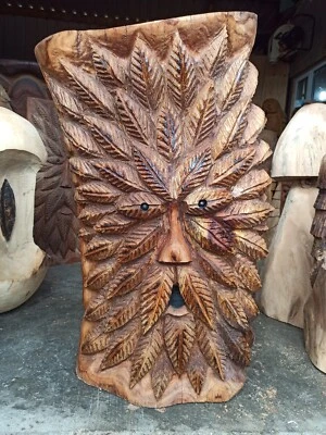 £160 • Buy Chainsaw Carving Greenman Sussex Elm Wood Home Garden  Sculpture Art Crafts 
