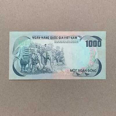 VIETNAM South 1000 DONG Paper Money 1972 ELEPHANT Currency Vietnamese BANKNOTE • $19.95