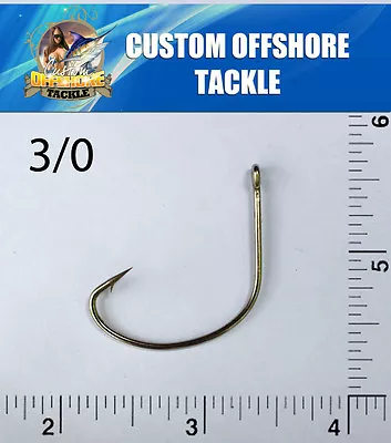 100 Size 3/0 Custom Offshore Tackle Offset Nickel Kahle Hooks Straight Eye • $13.95