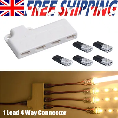 12V 1 Lead 4 Way Connector Power Distribution Junction Box 5 Pluggable 2 Pin • £8.95