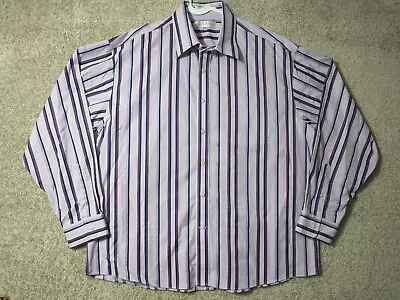 ENRO Button Up Shirt Adult 2XL Purple Striped Long Sleeve Regular Men's  • $12