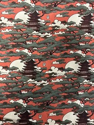 Japanese Tokyo Sunset  Printed 100% Cotton Fabric. Per Metre • £5.99