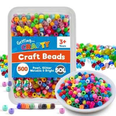 £4.99 • Buy 500 Pony Beads Jewellery Making 9x6mm Acrylic Plastic Mixed Glitter Pearl Barrel