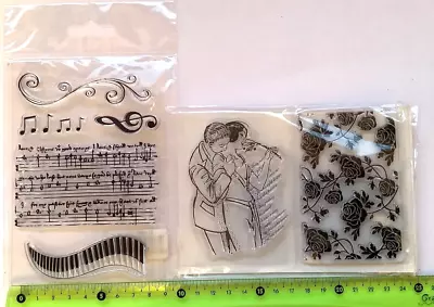 Kanban 2 Sets Clear Stamps --- MUSIC - 5 Stamps--- -- ART DECO COUPLE - 2 Stamps • £4.99