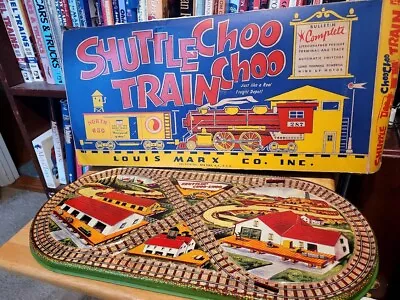 NICE Vintage 1950'S MARX TIN LITHO SHUTTLING CHOO-CHOO TRAIN IN BOX • $49.95