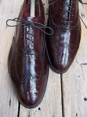 FLORSHEIM ROYAL IMPERIAL Vintage V Cleat Burgundy Leather Wingtip Sz Size 9.5D • $149.99