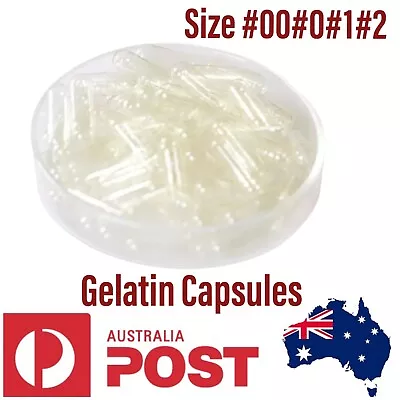 Empty Hard Gelatin Capsule Size 1 0 00#2 Clear Kosher Gel Medicine Pill Vitamins • $47