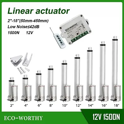 1500N Linear Actuator 12V 2 -18 In Electric Motor Window Opener With Brackets • £26.99