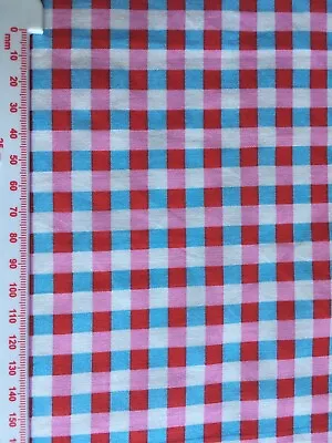 48cm X 152cm Cath Kidston IKEA Rosali Check Blue Gingham Cotton Fabric New A • £10.89