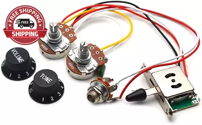 3 Pickups Wiring Harness Prewired/5-Way Switch/Jack 1T1V Big 500K Pots/With 6.35 • $21.33