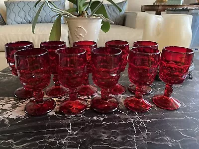 🍷10 Viking Glass 🍷 GEORGIAN 🍷 Ruby Red 4 Oz. Wine Glasses 5.25 H X 2.25 W🍷 • $100