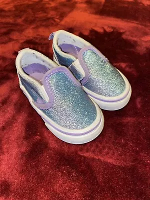 Vans  Toddler Girls Sz 5 Glitter Light Purple Slip On Shoes With Closure • $15