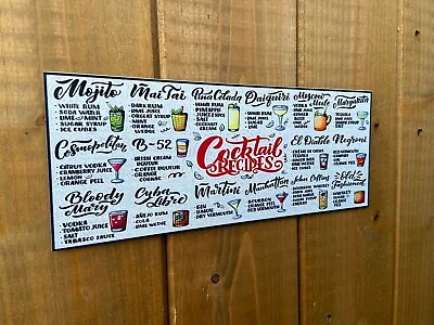 £6.99 • Buy Cocktail Recipes Sign - Plaque Metal Tin - Man Cave Shed Garage Home Pub - Funny