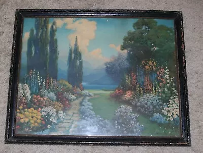 Vintage 1920s R Atkinson Fox Print English Garden Original Frame • $99