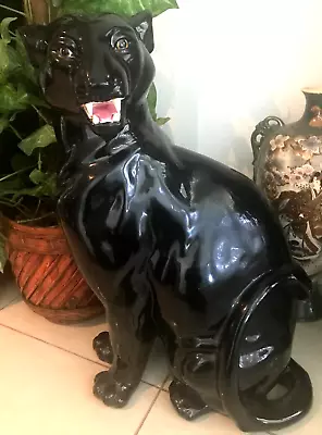 Vintage Retro Mid Century Black Panther Statue Great Condition 58cm • $240.83