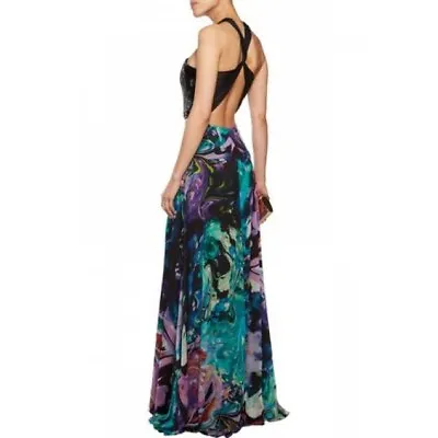 £443.79 • Buy $3,000 MATTHEW WILLIAMSON Embellished Silk Chiffon Halter Gown Size 2 NWOT Black