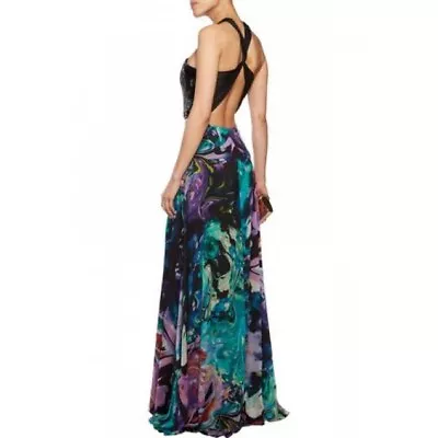 $3000 MATTHEW WILLIAMSON Embellished Silk Chiffon Halter Gown Size 2 NWOT Black • £400.95