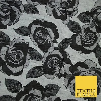 Monotone Floral Carnation Rose Flower 2 Way Brocade Jacquard Dress Fabric 8208 • £1.50