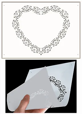 Heart Stencil Lace Border Love Vintage Shabby Chic  Wedding Furniture Fabric HE6 • £4.99
