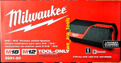 NEW IN BOX Milwaukee 2891-20 Cordless Bluetooth Speaker M18 M12 6 Speakers AC Ad • $129.97