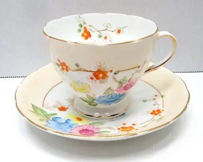 EB Foley England Fine China Tea Cup And Saucer With Gold Accents Vintage 1930 • $21.84