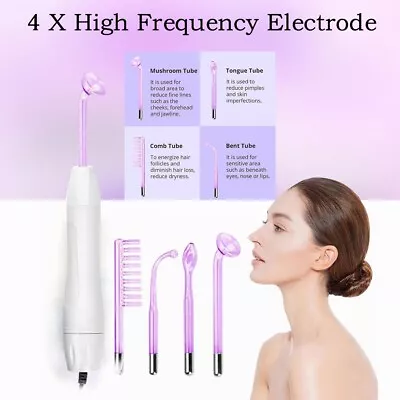 $28.99 • Buy 4x High-Fre-quen-cy Electrode Wand Violet Ray Facial Skin Care Blood Circulation