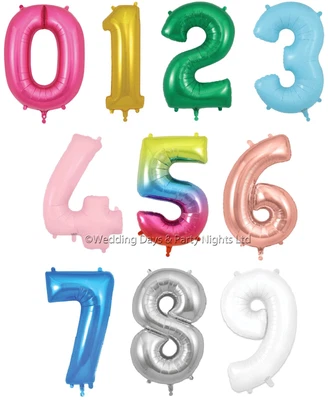 34  Giant Any Age Foil Number Balloon Helium/Air Birthday Party Decorations • £3.89