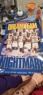 Vintage Poster 1992 USA Basketball Dream Team NIGHTMARE Michael Jordan 23  X 36  • $15