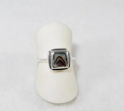 Abalone Shell Small Square Ring 925 Sterling Silver Size 7.5 8 9 • $17.95