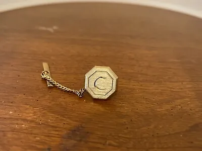$8 • Buy Initial C Tie Tack Vintage Monogram Tie Pin With Chain