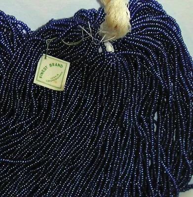 Vintage Antique NAVY BLUE Round Czech Glass Seed Beads BOGO= Buy 1 Hank +1 FREE! • $12