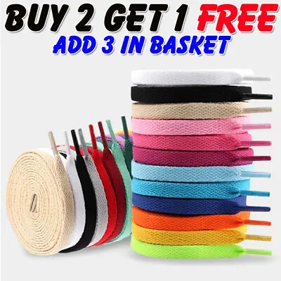 Shoe Laces Flat Coloured Shoelaces Trainers Boot Football Running Hiking Quality • £1.99