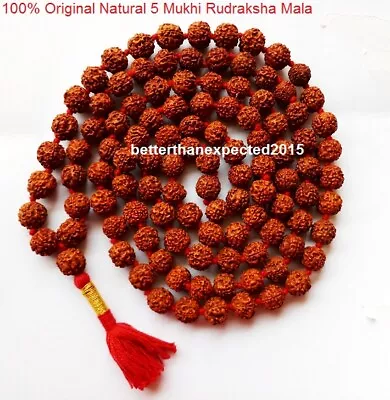 5 Mukhi Rudraksh Face Rudraksha 14 Mm Mala Nepal 109 Bead Prayer Yoga-energized • $14.80