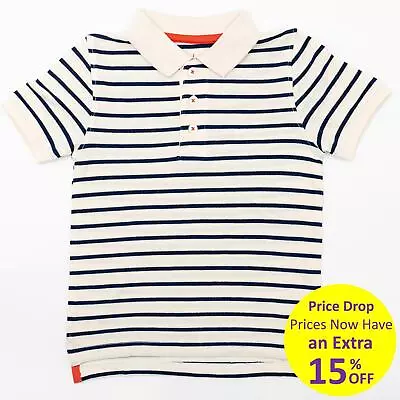 Mini Boden Polo Shirt Boys Ivory Stripe Cotton Short Sleeve Age 2–14 Yrs • £11.01