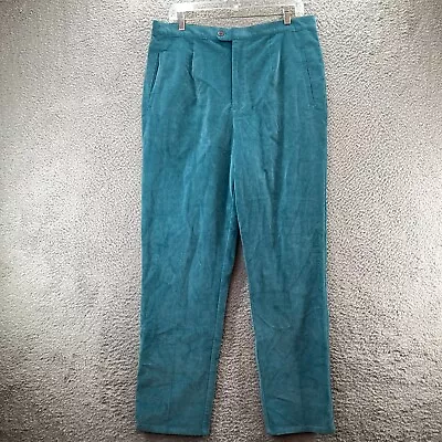 DRESSBARN Corduroy Pants Women's Size 16 Blue Straight Leg High Rise Mom • $29.95
