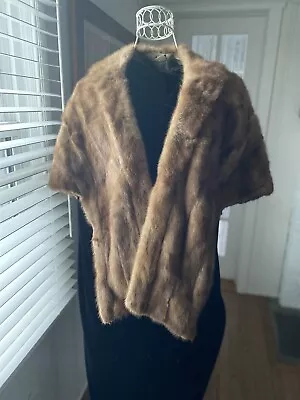 Vintage Dark  Blonde Mink Fur Stole Wrap Furs  One Size Pockets Brown SALE!!! • $29.99