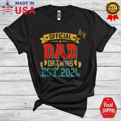 Vintage Official Dad Of Twins 2024 Amazing Father's Day Pregnancy Family Shirt • $15.80