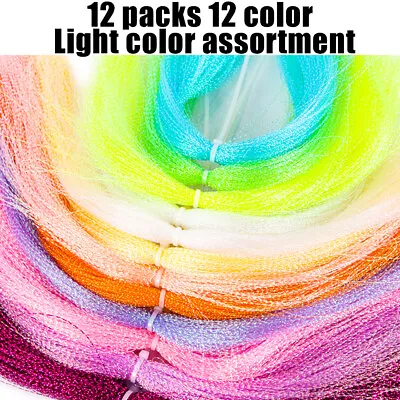 12Packs Twisted Flashabou Holographic Tinsel Fly Fishing Tying Crystal Flash • $5.98