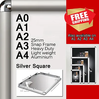 A0 A1 A2 A3 A4 PREMIUM Aluminum Snap Poster Frame Sign Holder Wall Mount Silver • $393