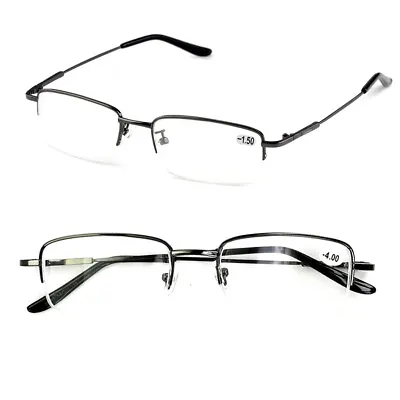 Myopia Glasses Half Men Fashion Nearsighted Metal Minus Rimless Optical Frame • $5.59