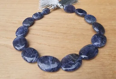 Deep Blue Iolite Smooth Oval Gemstone Beads 12mm To 20mm Strand 11  Approx • £19