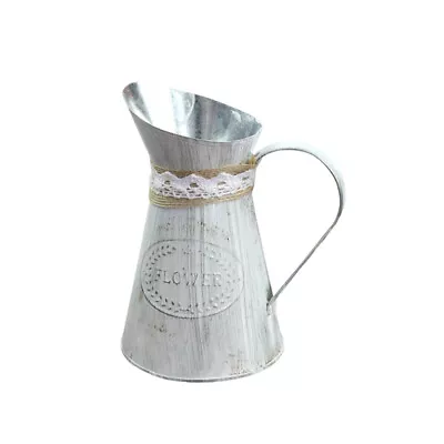 Shabby Chic Flower Vase Vintage Farmhouse Jug Vase Metal Pitcher Vase Planters • £8.89