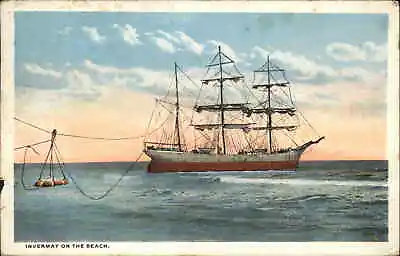 Large Sailing Ship Invermay Point Pleasant NJ Publ & Cancel Postcard 1919 • £12.06