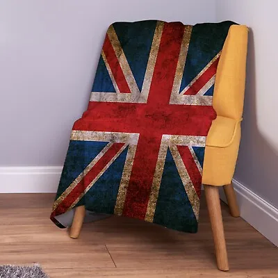 Grunge 2 Union Jack Design Soft Fleece Throw Blanket • £33.99