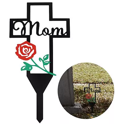 Metal Cross Garden Stake Graves Cemetery Decorations Metal Cross Yard Rose Mom • $13.83