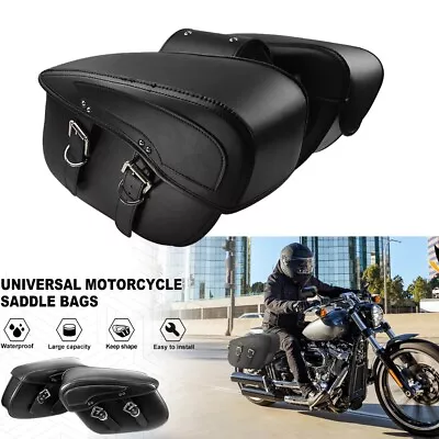 Black Side Saddle Bags Saddlebags For Yamaha V Star 650 950 1100 1300 Motorcycle • $129.99